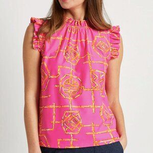 Jude Connally Miley Top Bamboo Lattice Spring Pink Apricot Jude Cloth